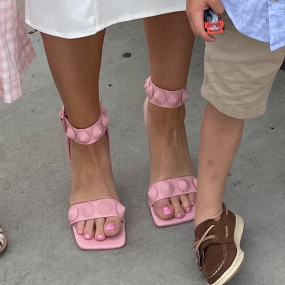 zara studded matte pink heels